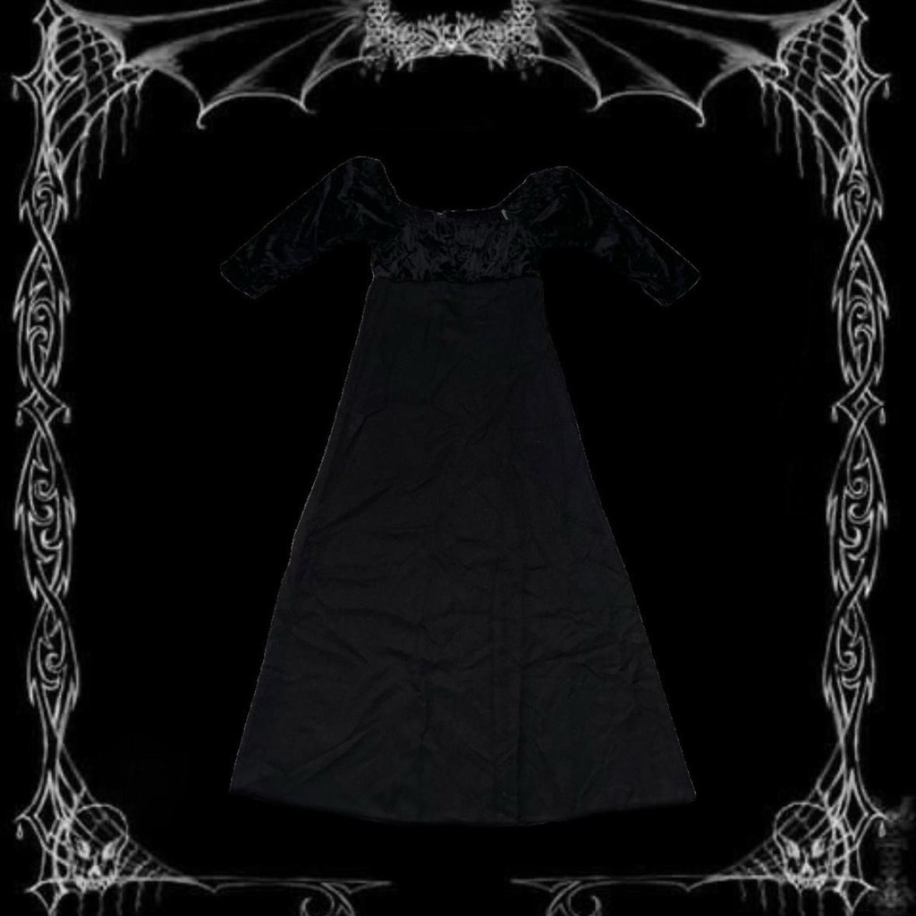 Black Velvet Full Length Dress .